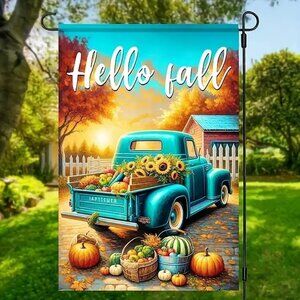 Vintage Truck & Sunflower Fall Harvest Garden Flag